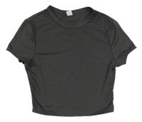 Tmavošedé crop tričko Shein