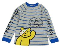 Šedo-kobaltově modré pruhované triko s Pudsey
