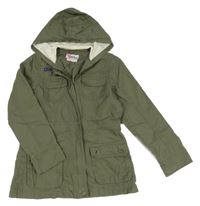 Khaki plátěná podzimní parka s kapucí Chikiwi