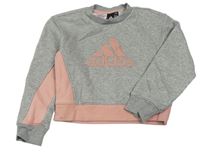 Šedo-růžová melírovaná crop mikina Adidas