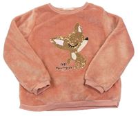 Skořicová plyšová mikina se srnkou z flitrů H&M