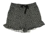 Černé kytičkované teplákové kraťasy s volánky Matalan