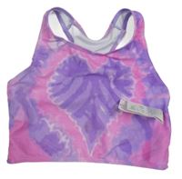 Fialovo-růžový batikovaný plavkový top se srdíčkem PRIMARK