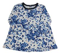 Bílo-modro-tmavomodro-růžové vzorované teplákové šaty PETIT BATEAU