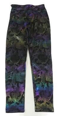 Černo-barevné army třpytivé sportovní legíny St. Bernard