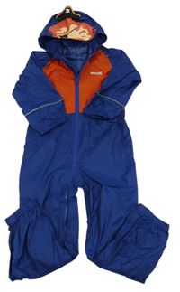 Tmavomodro/oranžová šusťáková nepromokavá funkční kombinéza s kapucí - pirát REGATTA