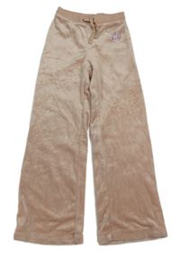 Starorůžové plyšové tepláky se srdíčky z kamínků H&M