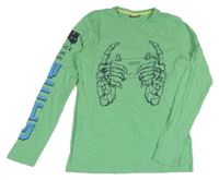 Zelené triko s kostmi a nápisy DESTINATION