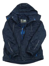 Tmavomodrá šusťáková funkční jarní bunda s odepínací kapucí crane