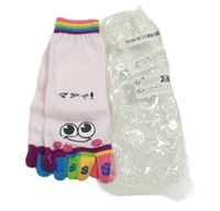 Nové - světlerůžovo- barevné prstové ponožky s očima