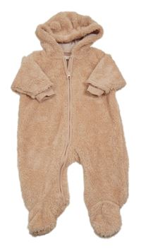 Pudrová chlupatá kombinéza s kapucí s oušky Next