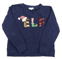 Tmavomodrá mikina s nápisem s flitry - elf MANGUUN