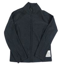 Tmavošedo-černá melírovaná propínací sportovní mikina s nášivkou Next