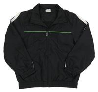 Černá šusťáková sportovní bunda se zeleným a bílým pruhem POCOPIANO