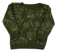 Khaki mikina s kostrami dinosaurů a nápisy PRIMARK
