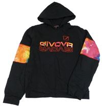 Černo-barevně batikovaná mikina s logem a kapucí GIVOVA