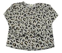 Šedo-černo-béžové vzorované triko 