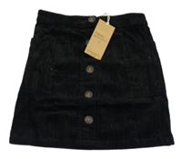 Nové - černá cargo manšestrová sukně s knoflíky Next
