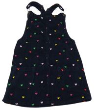 Tmavomodré manšestrové šaty s barevnými srdíčky Du PareiL