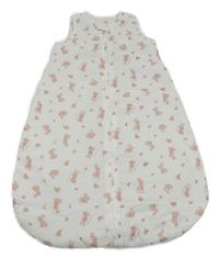 Bílý mušelínový zateplený spací pytel s králíčky little nutmeg