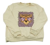 Vanilková mikina se šelmou a vzorem 