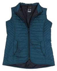 Tmavopetrolejová prošívaná šusťáková funkční jezdecká zateplená vesta FOuganza