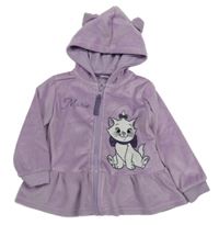 Fialová plyšová propínací mikina s kočičkou Marií a kapucí Disney