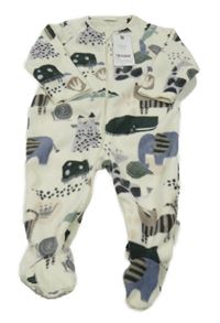 Nové - smetanový fleecový overal se zvířátky Next