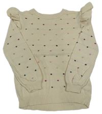 Smetanový svetr s barevnými puntíky a volánky Kiki&Koko