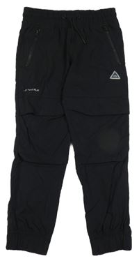 Černé kostkované cargo cuff šusťákové outdoorové kalhoty 