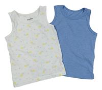 2Set - Bílá košilka s hvězdičkami a kometami lupilu + modrý melírovaný nátělník PRIMARK