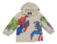 Smetanová šusťáková podzimní bunda s Avengers a kapucí George