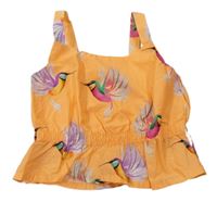 Oranžový plátěný crop top s kolibříky H&M