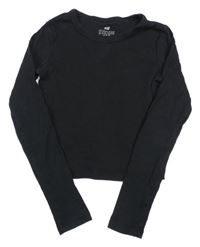 Černé žebrované crop triko H&M