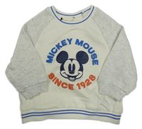 Smetanovo-světlešedá/melírovaná mikina s Mickey a pruhy George