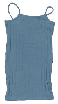 Modré žebrované bavlněné šaty Shein 