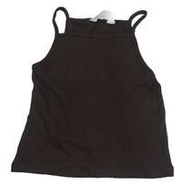 Hnědý žebrovaný úpletový crop top H&M