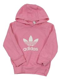 Růžová mikina s logem a kapucí Adidas