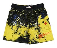 Černo-hořčicové skvrnité plážové kraťasy s Pikachu George