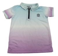 Světlemodro-lila ombré polo tričko se zeměkoulí Matalan
