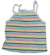 Bílo-modro-žlutý pruhovaný žebrovaný crop top M&S