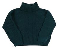 Tmavozelený crop svetr s rolákem Primark