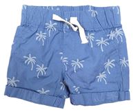 Tmavomodré plátěné kraťasy s palmami H&M
