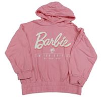 Růžová mikina s Barbie a kapucí