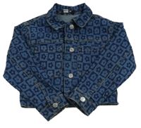 Modrá kostkovaná květovaná riflová bunda Pep&Co