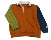 Hnědo-petrolejovo-zelená polo mikina Next