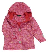 Fuchsiová puntíkatá nepromokavá lehce zateplená bunda se srdíčky a kapucí TCM