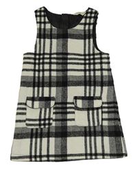 Světlešedo-černé kostkované vlněné šaty F&F