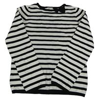 Bílo-černý pruhovaný lehký svetr s mašlí H&M