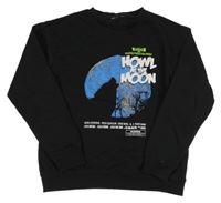Černá mikina s měsícem a vlkem